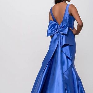 Royal blue Jovani bow back gown